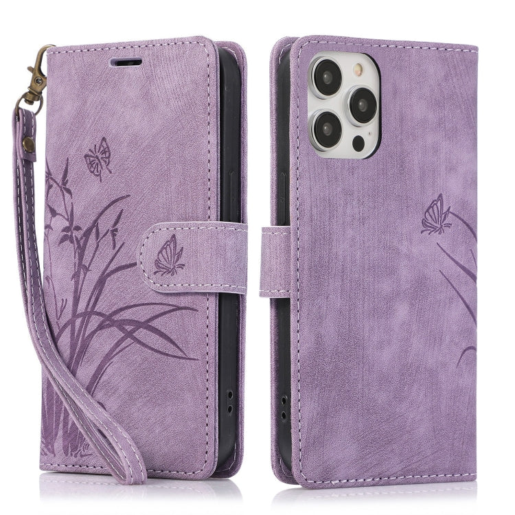 Orchid Butterfly Embossed Leather Phone Case, Series 2