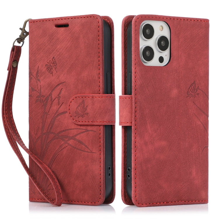 Orchid Butterfly Embossed Leather Phone Case, Series 2