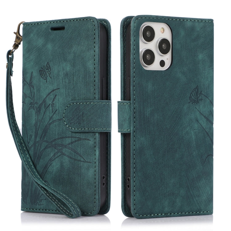 Orchid Butterfly Embossed Leather Phone Case, Series 4