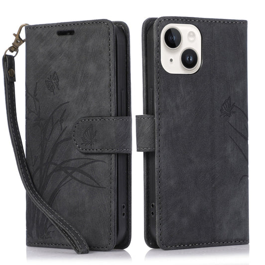 Orchid Butterfly Embossed Leather Phone Case, Series 5