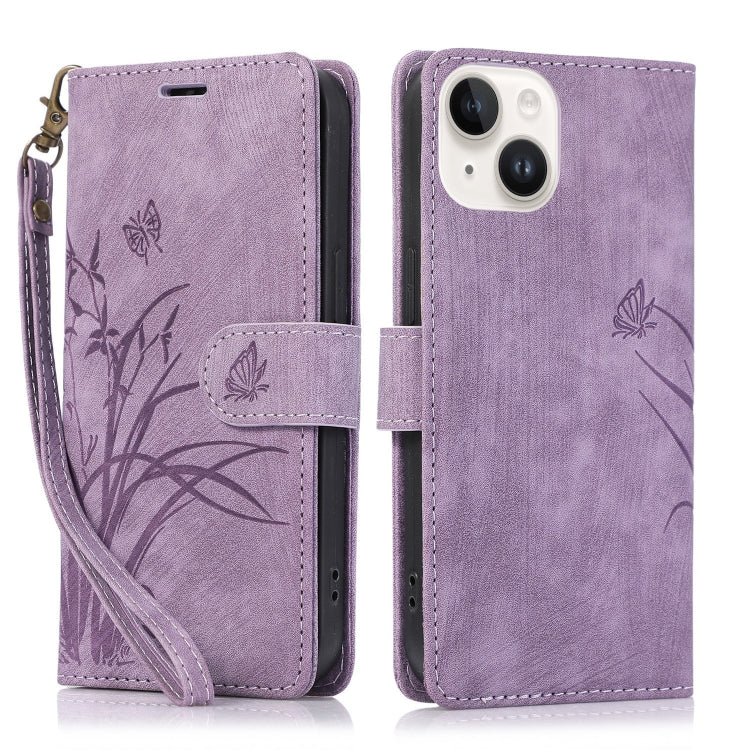 Orchid Butterfly Embossed Leather Phone Case, Series 3