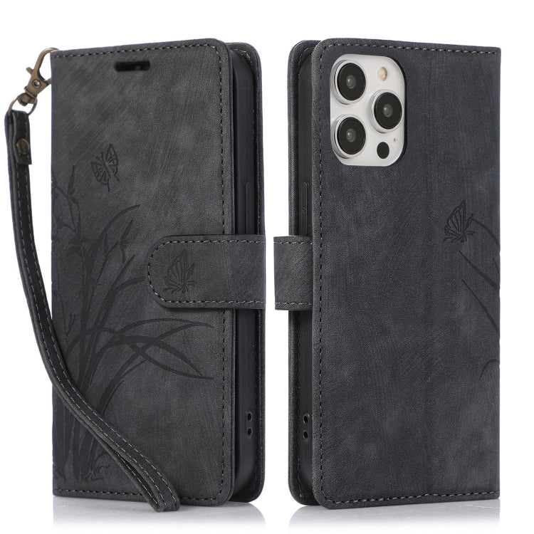 Orchid Butterfly Embossed Leather Phone Case, Series 4