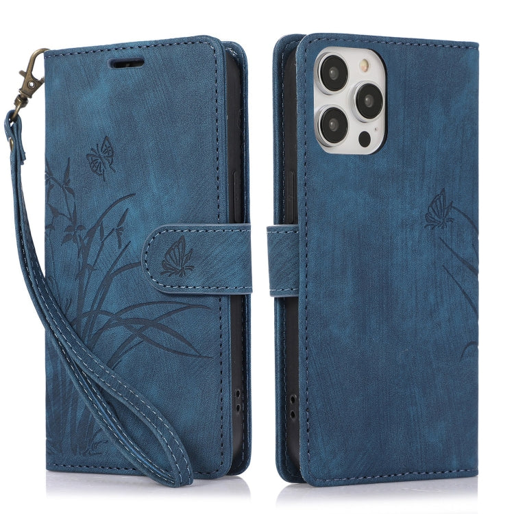 Orchid Butterfly Embossed Leather Phone Case, Series 4