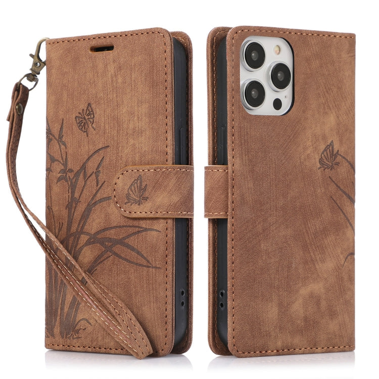 Orchid Butterfly Embossed Leather Phone Case, Series 4