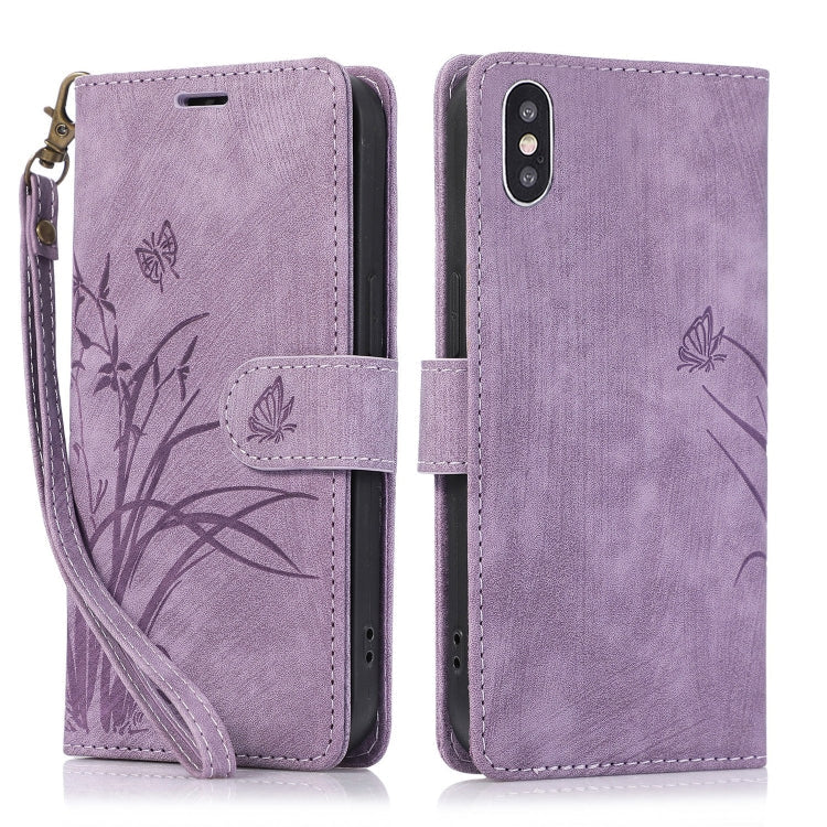 Orchid Butterfly Embossed Leather Phone Case, Series 2