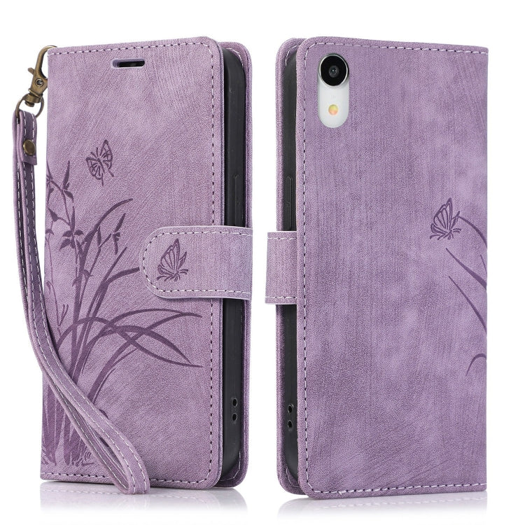 Orchid Butterfly Embossed Leather Phone Case, Series 1