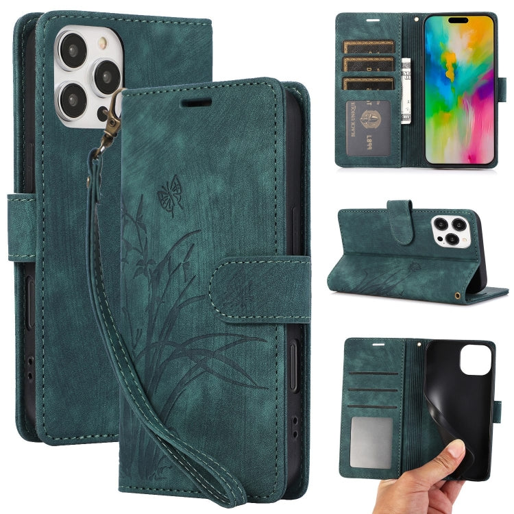 Orchid Butterfly Embossed Leather Phone Case, Series 3