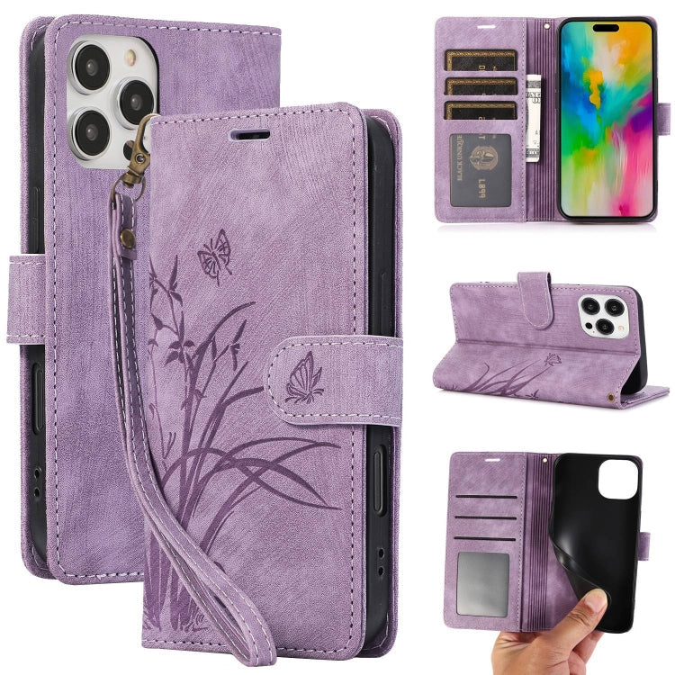 Orchid Butterfly Embossed Leather Phone Case, Series 3