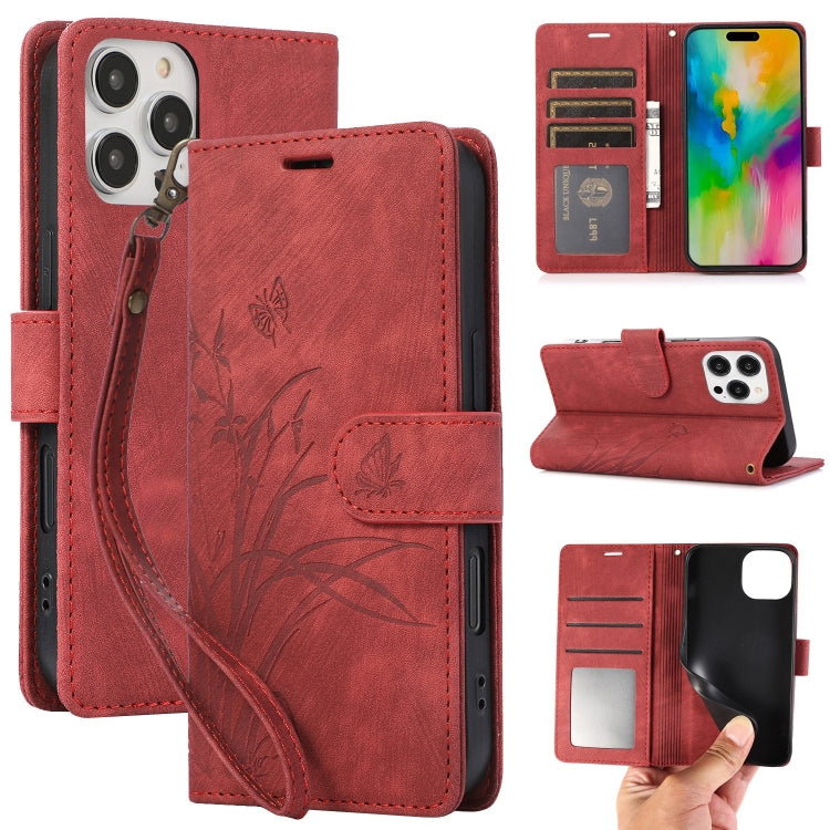 Orchid Butterfly Embossed Leather Phone Case, Series 3