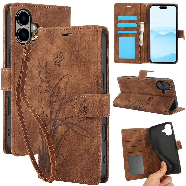 Orchid Butterfly Embossed Leather Phone Case, Series 4