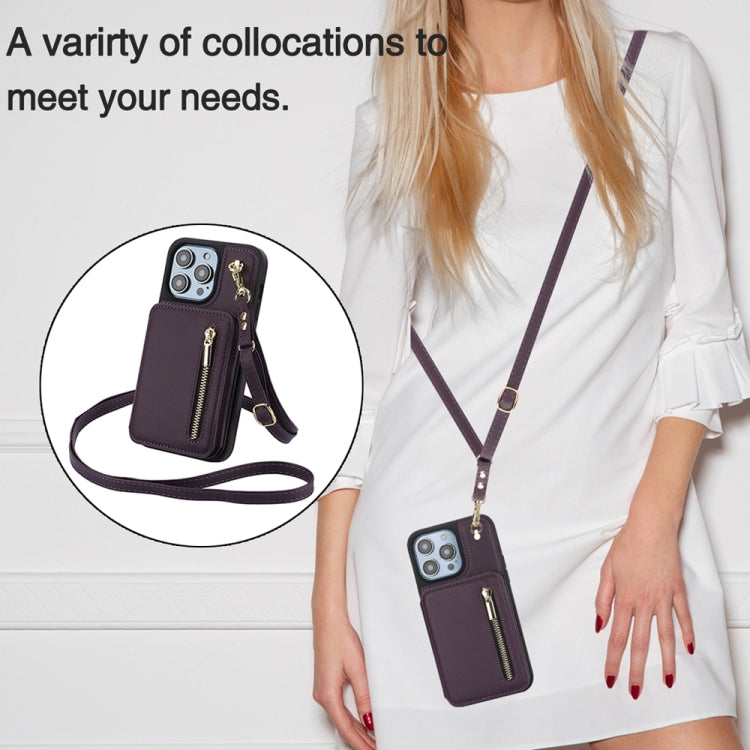 YM006 Skin Feel Zipper Card Bag Phone Case with Dual Lanyard, Series 2