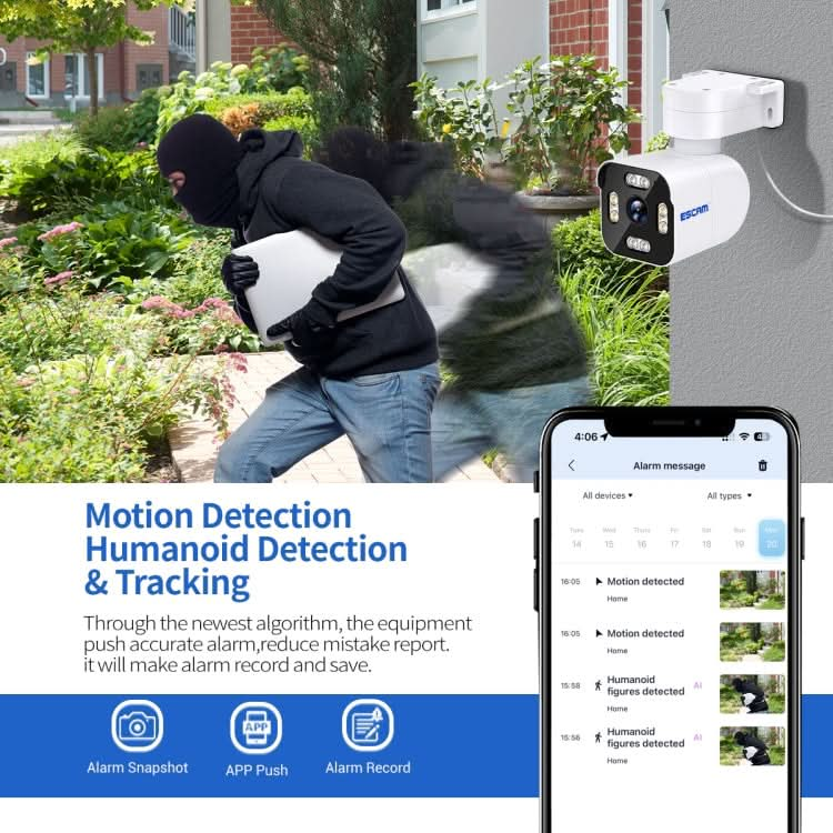 ESCAM PT303 3MP HD Motion Detection APP Control Pan & Tilt WiFi IP Camera Reluova