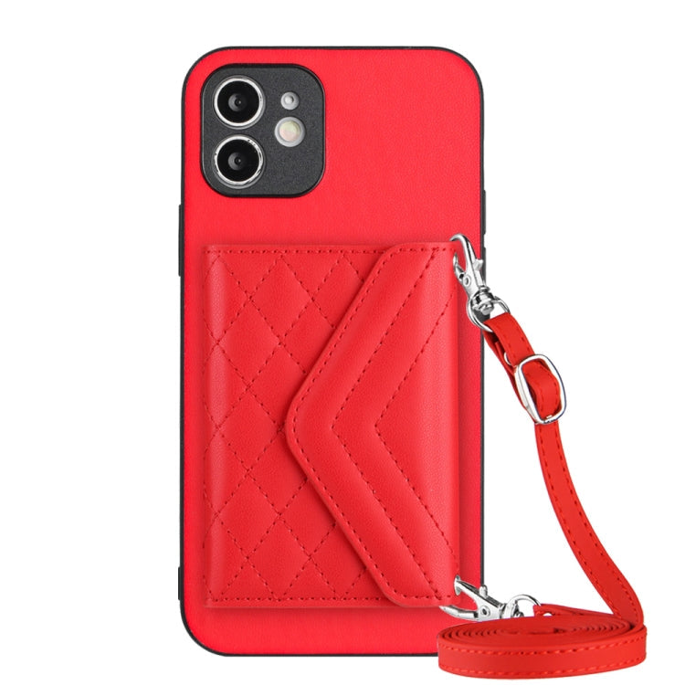 Rhombic Texture Card Bag RFID Phone Case with Long Lanyard, Series 1