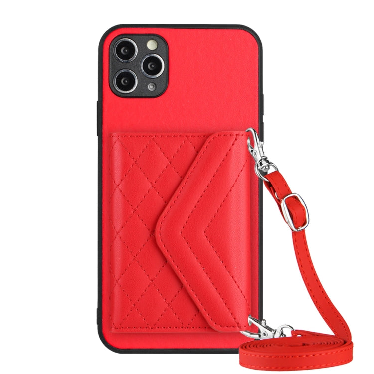 Rhombic Texture Card Bag RFID Phone Case with Long Lanyard, Series 4