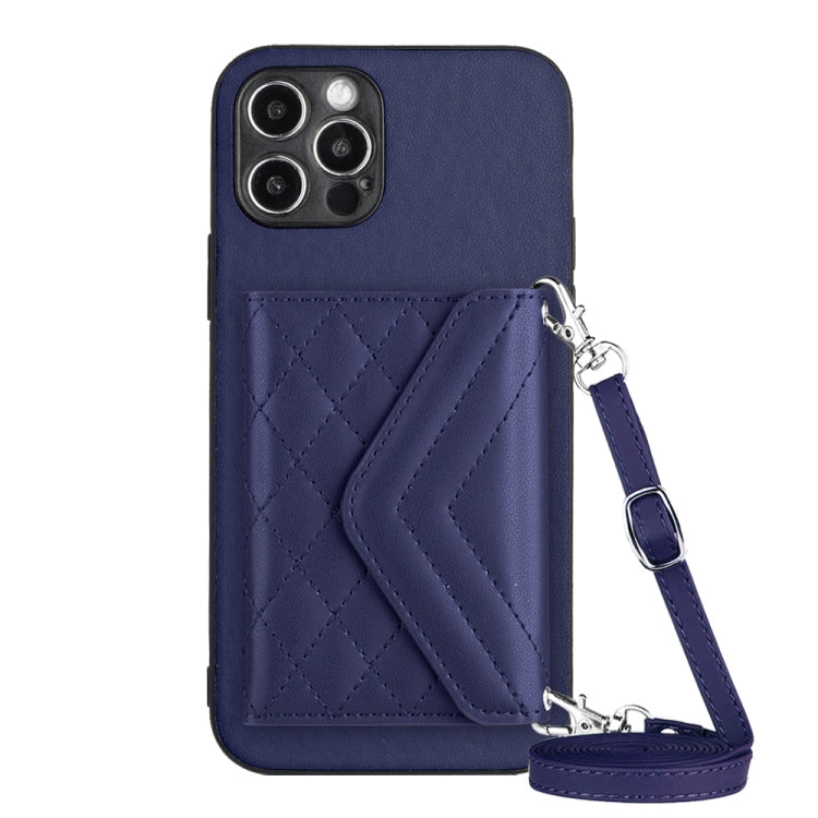 Rhombic Texture Card Bag RFID Phone Case with Long Lanyard, Series 2