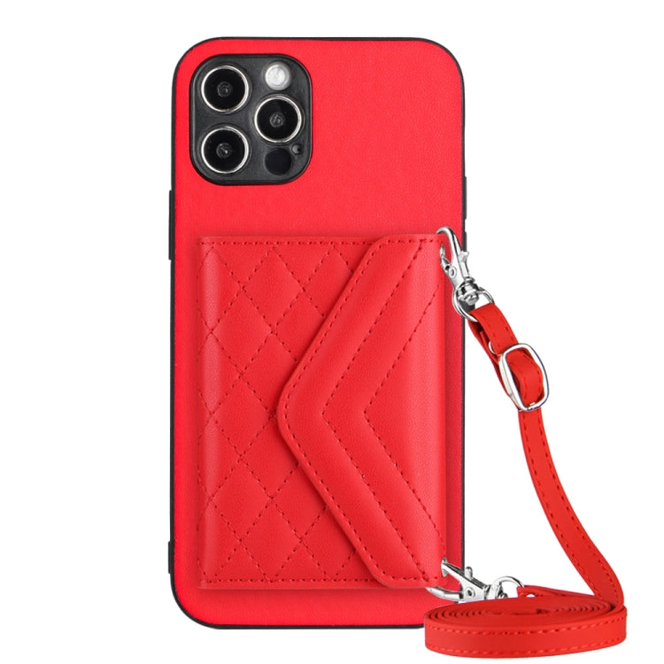 Rhombic Texture Card Bag RFID Phone Case with Long Lanyard, Series 2