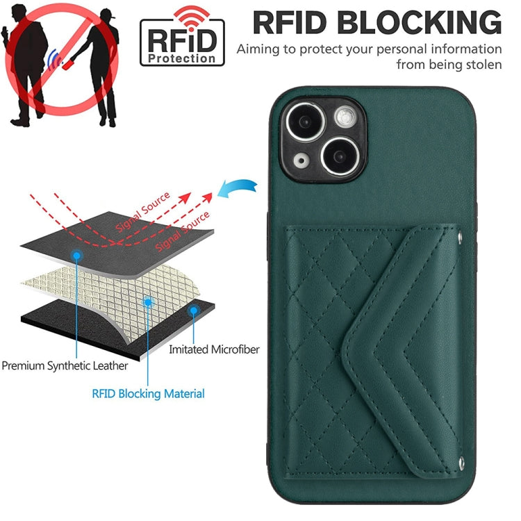 Rhombic Texture Card Bag RFID Phone Case with Long Lanyard, Series 6