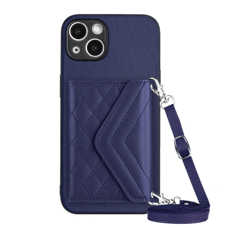 Rhombic Texture Card Bag RFID Phone Case with Long Lanyard, Series 6