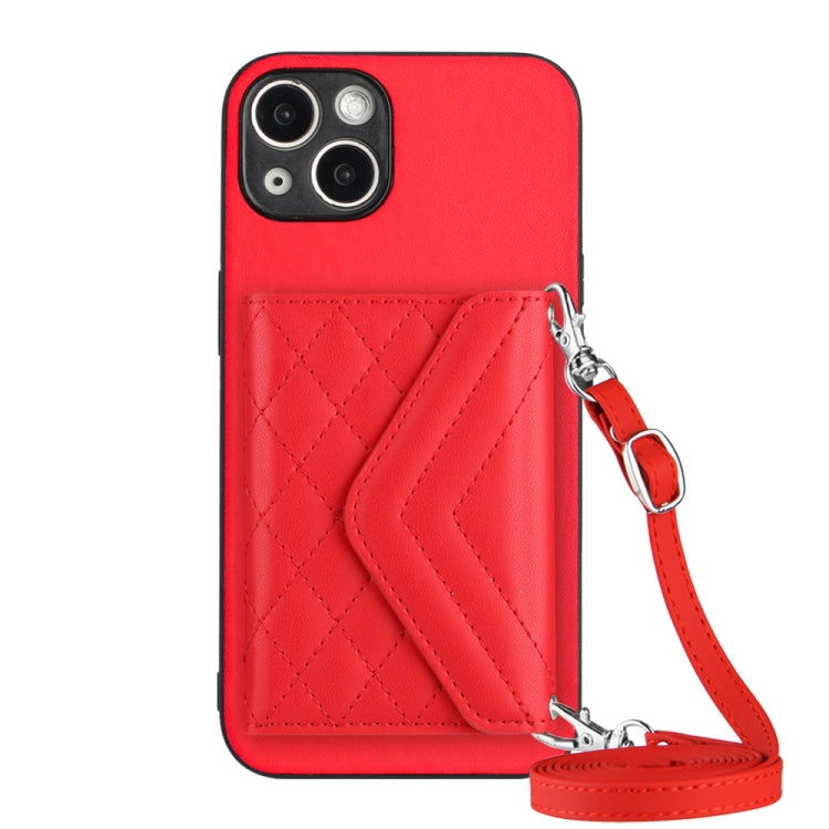 Rhombic Texture Card Bag RFID Phone Case with Long Lanyard, Series 6