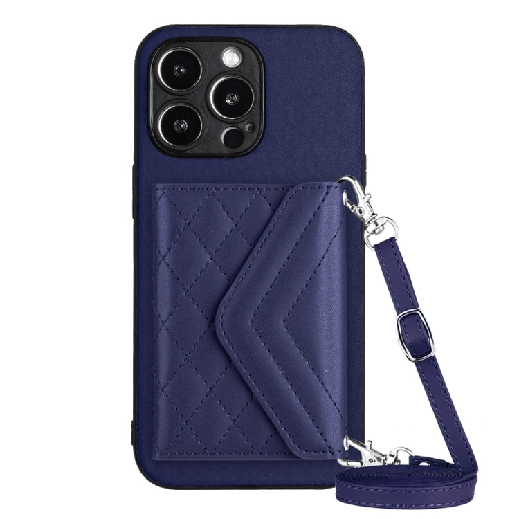 Rhombic Texture Card Bag RFID Phone Case with Long Lanyard, Series 3