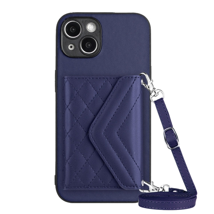 Rhombic Texture Card Bag RFID Phone Case with Long Lanyard, Series 2