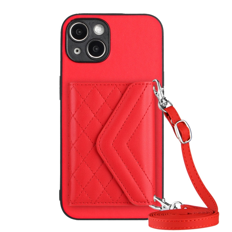 Rhombic Texture Card Bag RFID Phone Case with Long Lanyard, Series 2