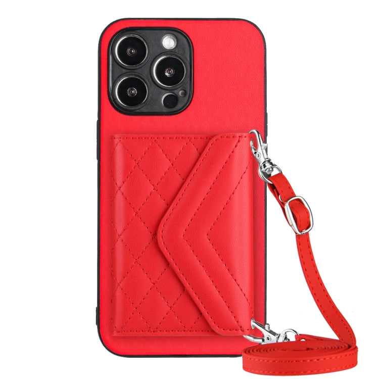 Rhombic Texture Card Bag RFID Phone Case with Long Lanyard, Series 3