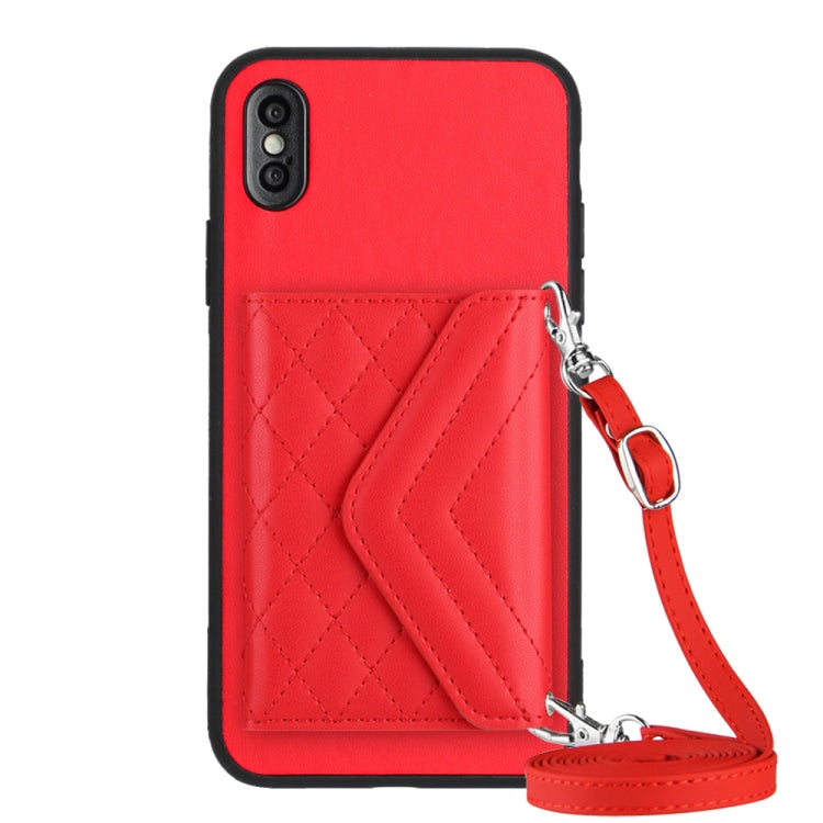 Rhombic Texture Card Bag RFID Phone Case with Long Lanyard, Series 3