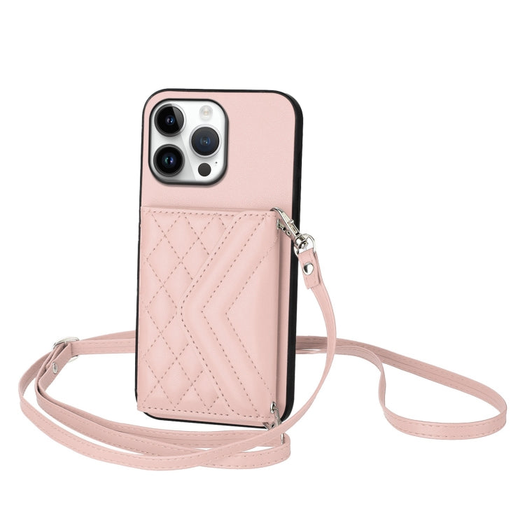 Rhombic Texture Card Bag RFID Phone Case with Long Lanyard, Series 3