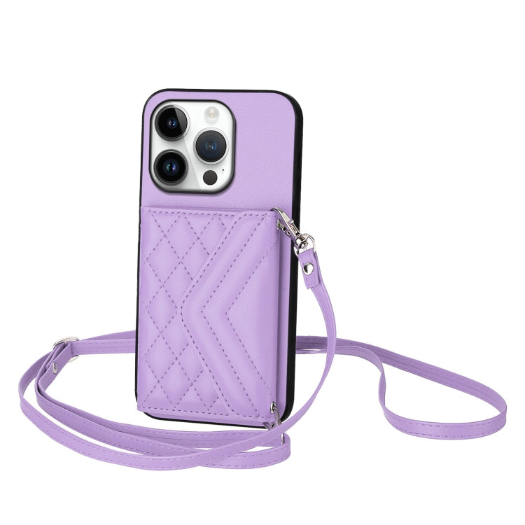 Rhombic Texture Card Bag RFID Phone Case with Long Lanyard, Series 5