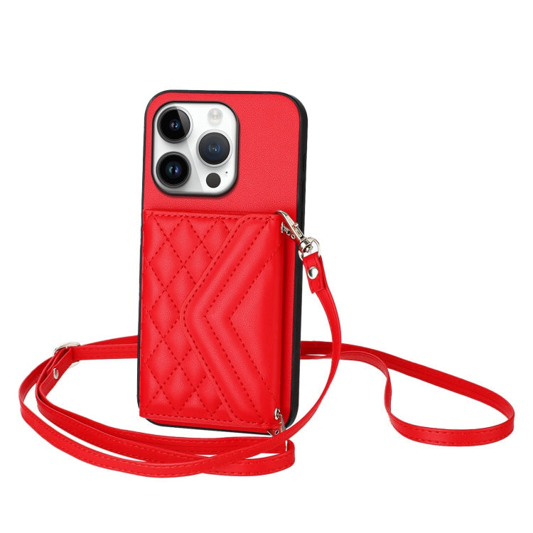 Rhombic Texture Card Bag RFID Phone Case with Long Lanyard, Series 5