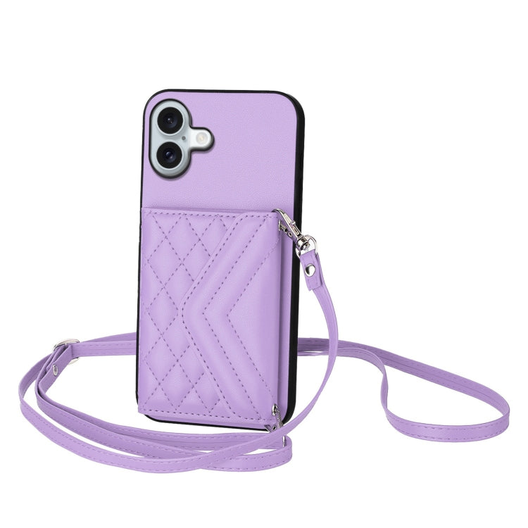 Rhombic Texture Card Bag RFID Phone Case with Long Lanyard, Series 2