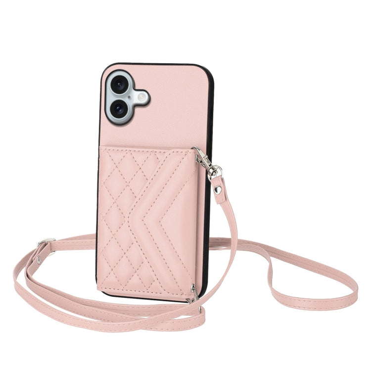 Rhombic Texture Card Bag RFID Phone Case with Long Lanyard, Series 2