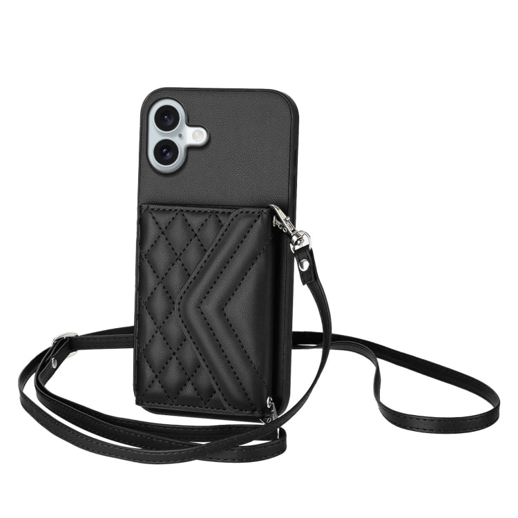 Rhombic Texture Card Bag RFID Phone Case with Long Lanyard, Series 2