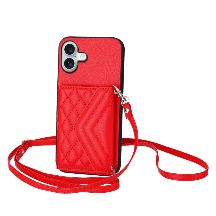 Rhombic Texture Card Bag RFID Phone Case with Long Lanyard, Series 2