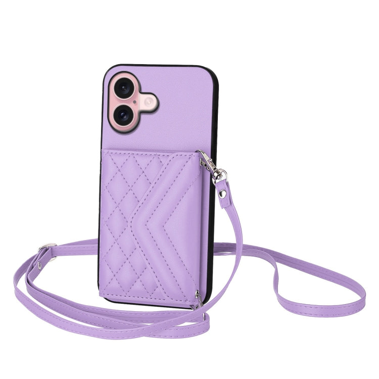 Rhombic Texture Card Bag RFID Phone Case with Long Lanyard, Series 4