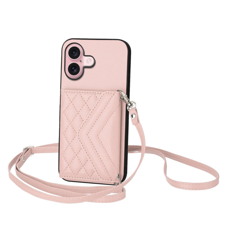 Rhombic Texture Card Bag RFID Phone Case with Long Lanyard, Series 4