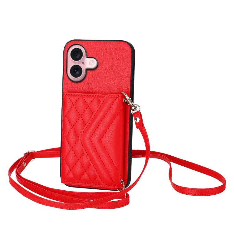 Rhombic Texture Card Bag RFID Phone Case with Long Lanyard, Series 4