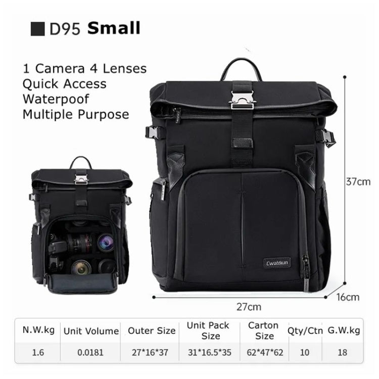 Cwatcun D95 Large Capacity Photography Backpack Shoulders Laptop Camera Bag