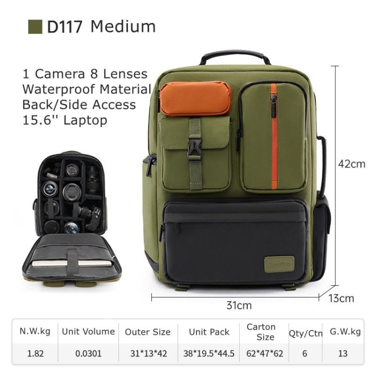 Cwatcun D117 Large Capacity Photography Backpack Shoulders Laptop Camera Bag