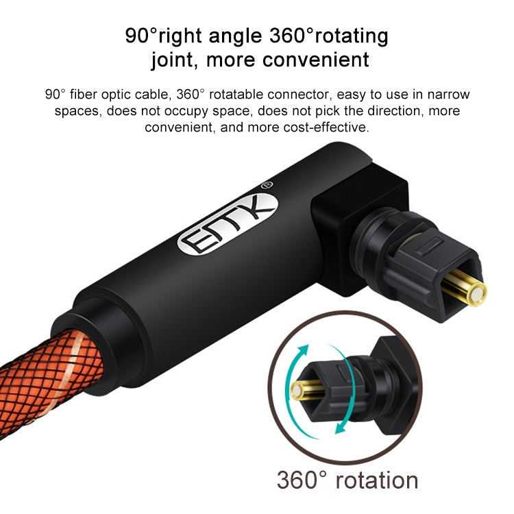 EMK 90 Degree Swivel Adjustable Right Angled 360 Degrees Rotatable Pulg Nylon Woven Mesh Optical Audio Cable My Store