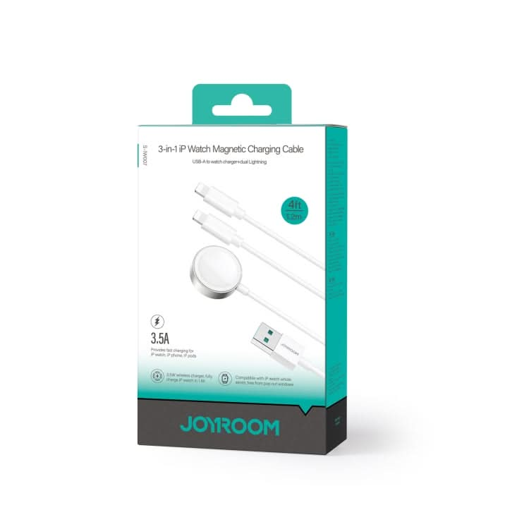 JOYROOM S-IW007 3 in 1 USB to Dual 8 Pin + Magnetic Watch Wireless Charging Data Cable, Length: 1.2m