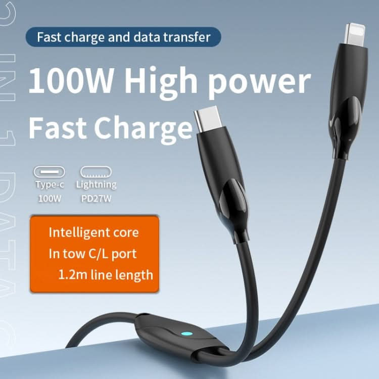 1.2m 100W USB-C / Type-C to USB-C / Type-C + 8 Pin Fast Charging Data Cable