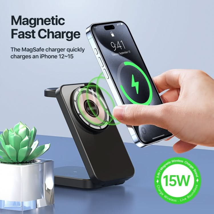 DUZZONA W17 15W 3 in 1 Foldable Magnetic Wireless Charger Stand