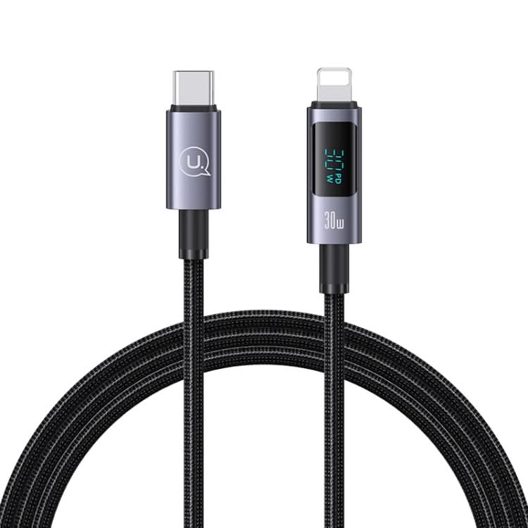 USAMS US-SJ672 Type-C To 8 Pin 30W Fast Charge Digital Display Data Cable, Length: 1.2m