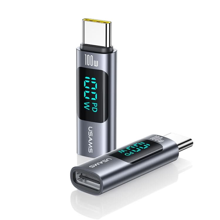 USAMS US-SJ682 AU18 PD100W USB-C / Type-C to USB-C / Type-C Aluminum Alloy Digital Display Adapter