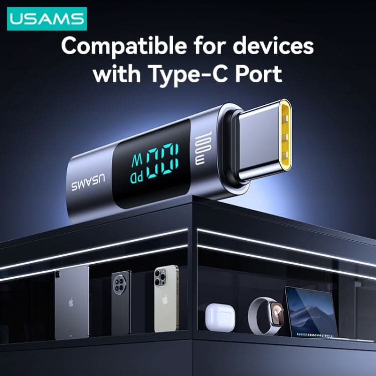 USAMS US-SJ682 AU18 PD100W USB-C / Type-C to USB-C / Type-C Aluminum Alloy Digital Display Adapter