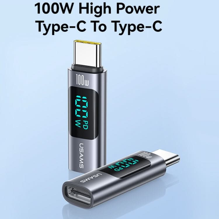 USAMS US-SJ682 AU18 PD100W USB-C / Type-C to USB-C / Type-C Aluminum Alloy Digital Display Adapter