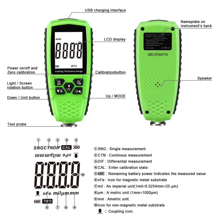 RZ859 Metal Coating Thickness Gauge Reluova