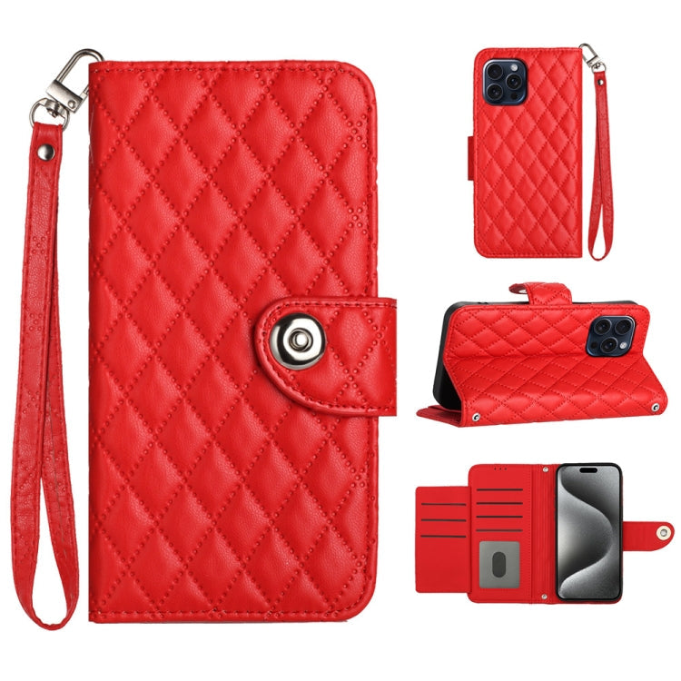 Rhombic Texture Flip Leather Phone Case with Lanyard, Series 1